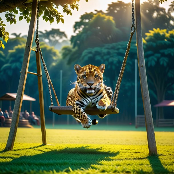 Photo of a swinging on a swing of a jaguar on the field