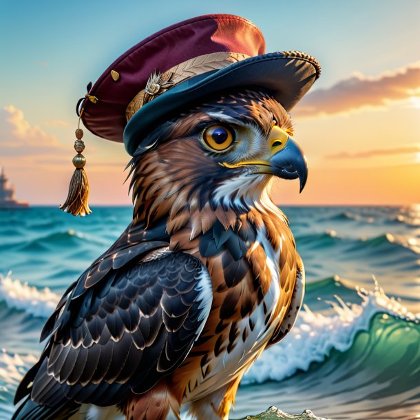 Photo of a hawk in a hat in the sea