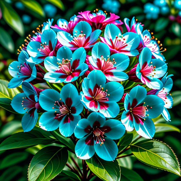 Depicting of a cyan kalmia