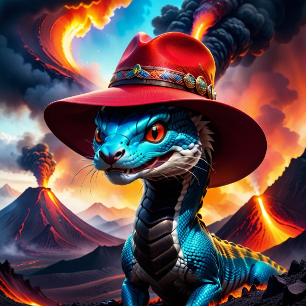 Image of a cobra in a hat in the volcano