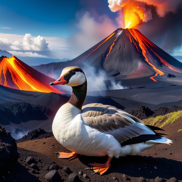 Foto de un descanso de un ganso en el volcán