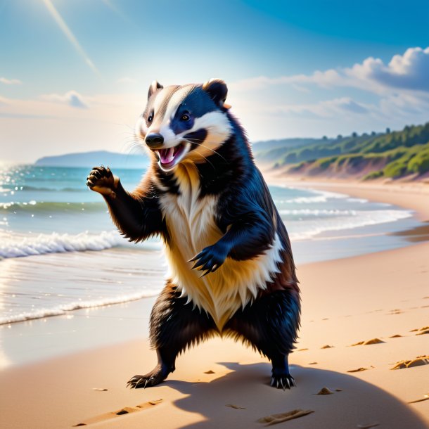 Pic of a dancing of a badger on the beach