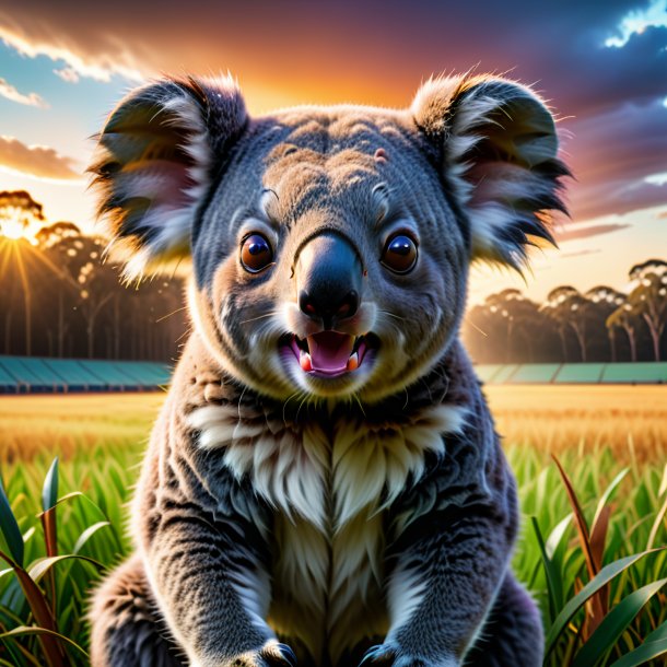 Image of a angry of a koala on the field