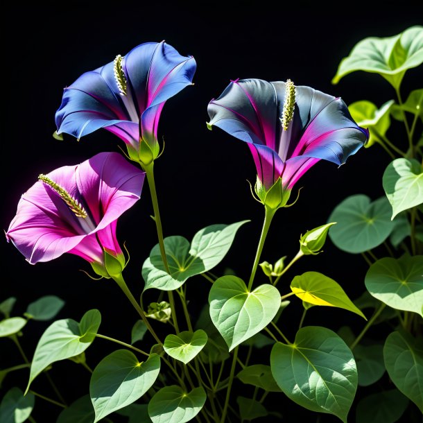 Représentation d'un charbon ipomoea tricolore