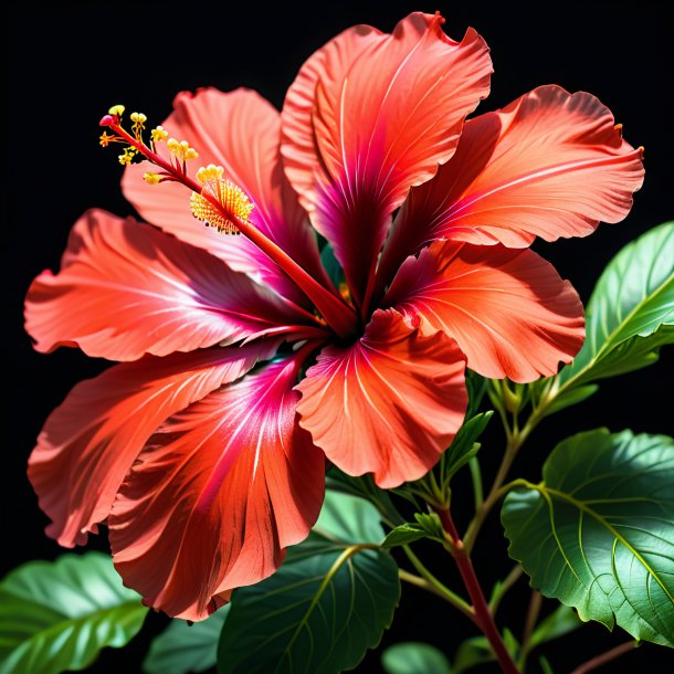 Depicting of a coral hibiscus