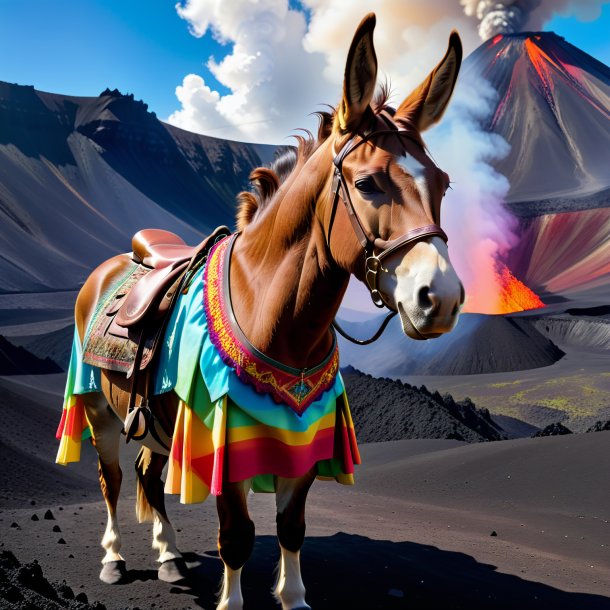 Pic of a mule in a skirt in the volcano