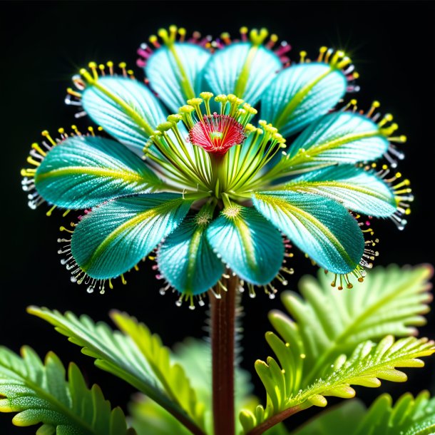 Image of a teal round-leaved sundew