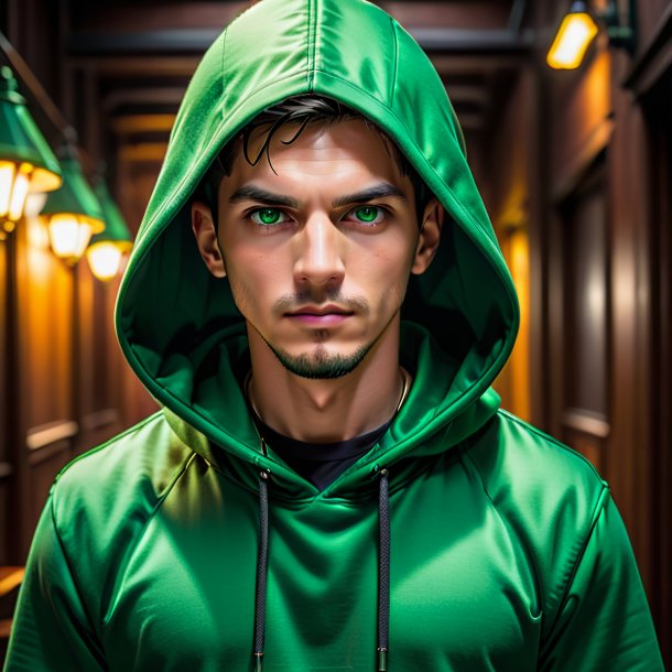 Portrait of a green hoodie from iron