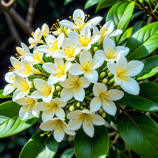 Représentant une jessamine d'ivoire, commune blanche