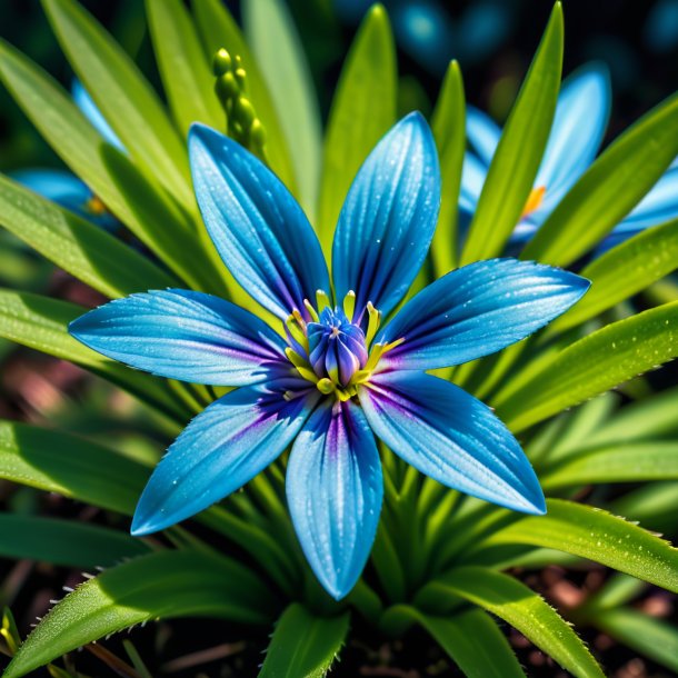 Photography of a cyan starwort