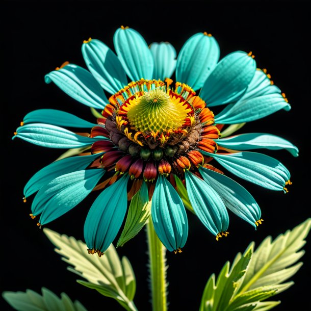 Drawing of a teal helenium, smooth