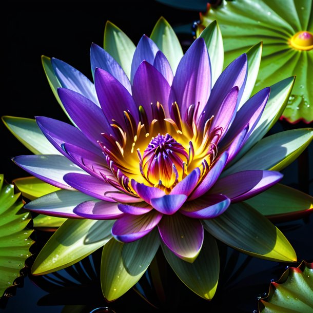 Depiction of a black water lily, peltated