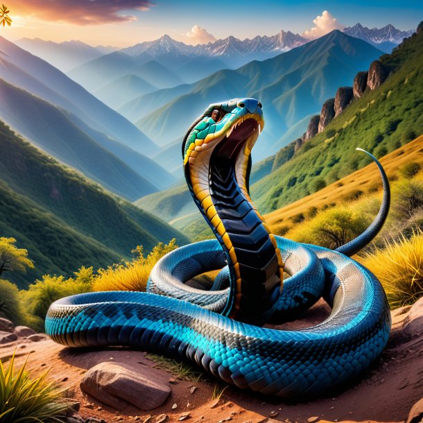 Photo of a dancing of a cobra in the mountains