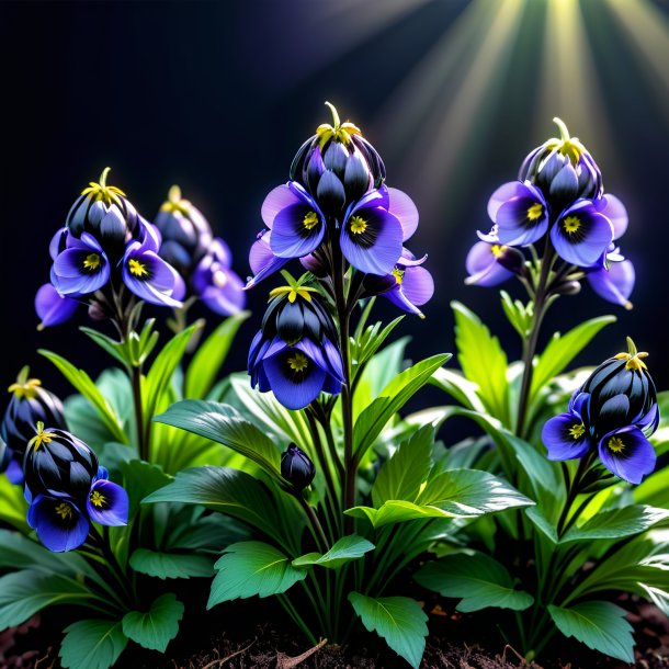 Clipart of a black christmas aconite