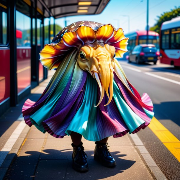 Pic of a cuttlefish in a skirt on the bus stop