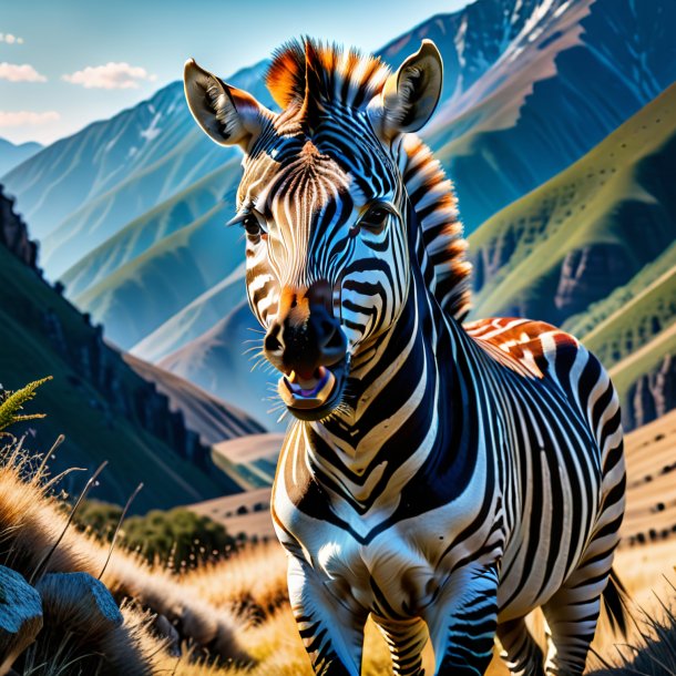 Photo of a angry of a zebra in the mountains