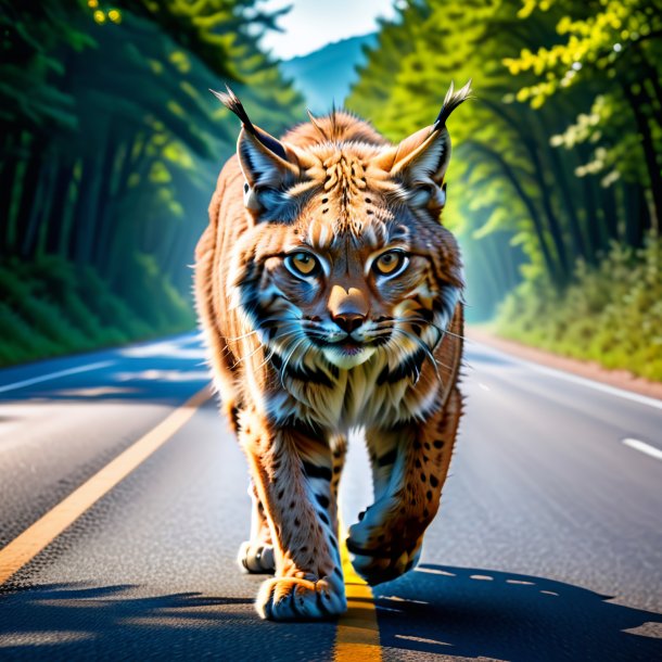 Pic of a threatening of a lynx on the road