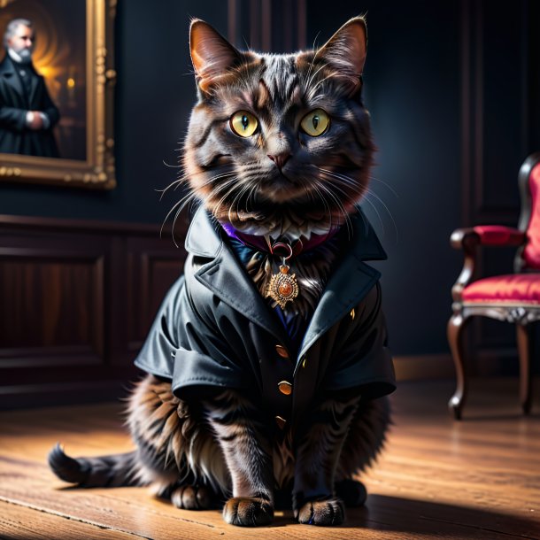 Image d'un chat dans un manteau noir