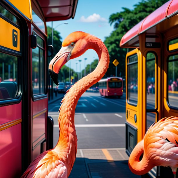 Foto de um sorriso de um flamingo no ponto de ônibus