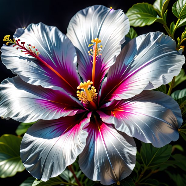 Fotografia de um hibisco de prata