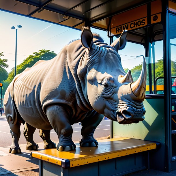 Photo of a eating of a rhinoceros on the bus stop