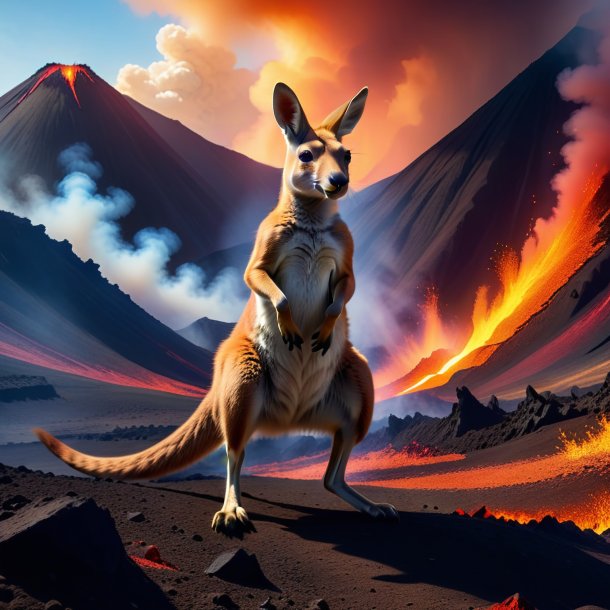 Picture of a dancing of a kangaroo in the volcano