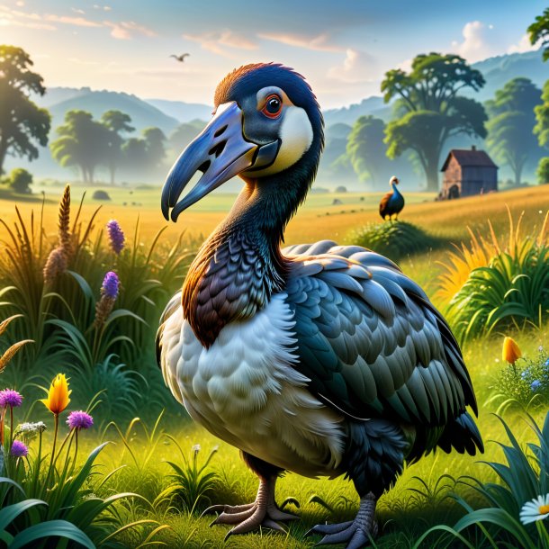 Photo of a waiting of a dodo in the meadow