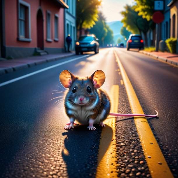 Photo of a waiting of a mouse on the road