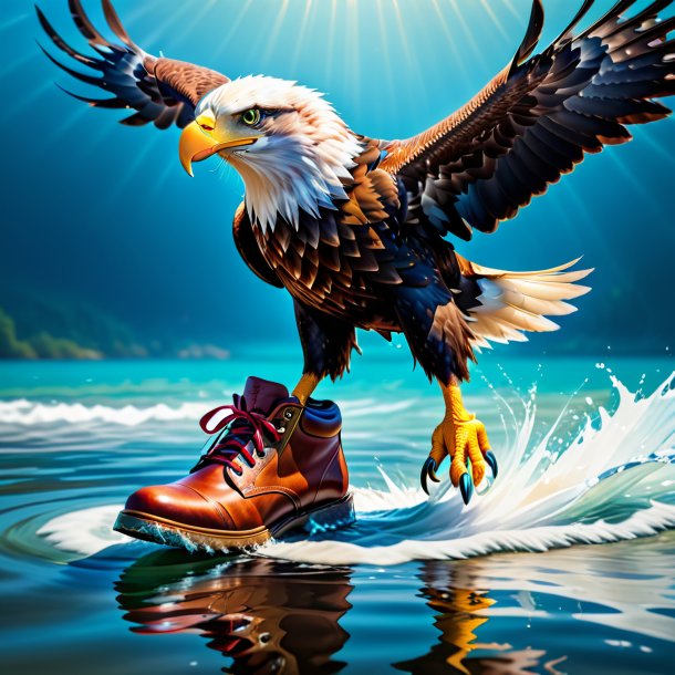 Image of a eagle in a shoes in the water