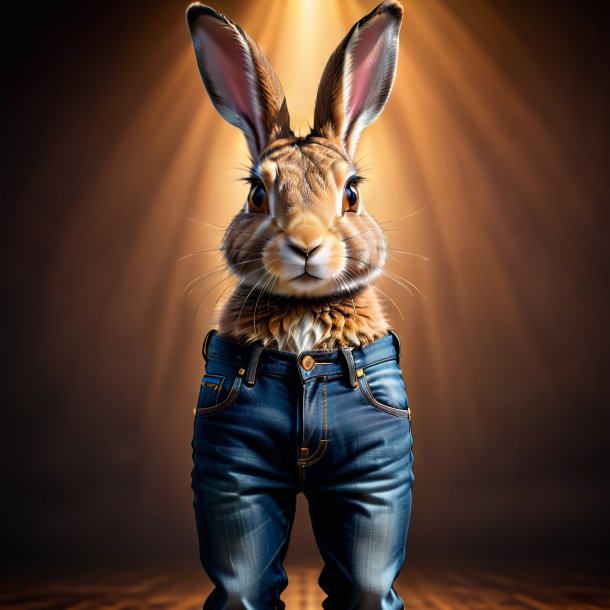 Image of a hare in a brown jeans