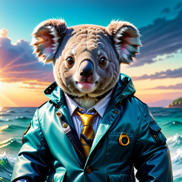 Image d'un koala dans une veste dans la mer