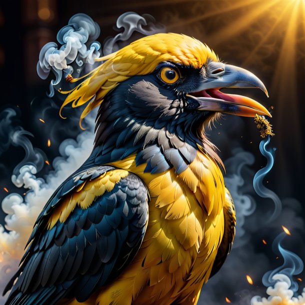 Image of a yellow smoking crow