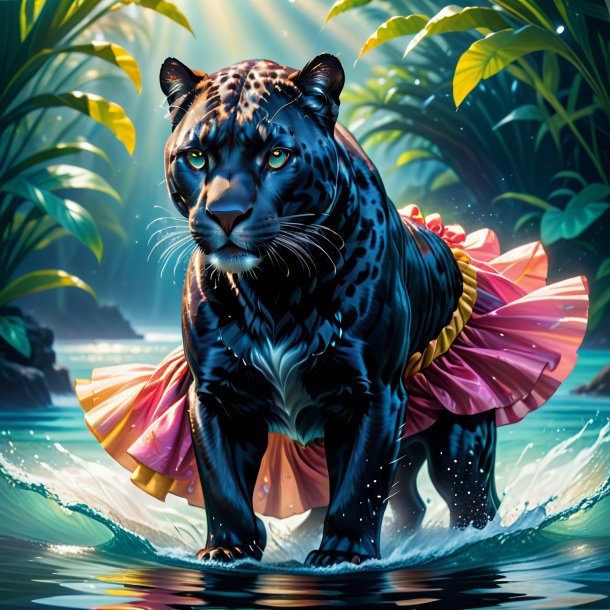 Illustration of a panther in a skirt in the water