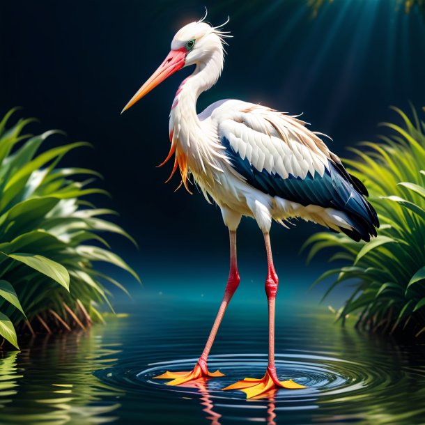 Picture of a stork in a trousers in the water