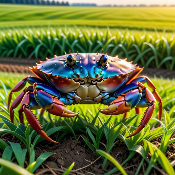 Pic of a crab in a coat on the field