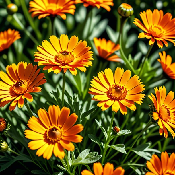 Imagen de una usinia naranja caléndula flores