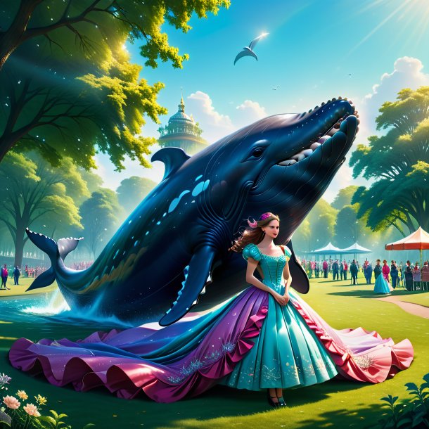 Image of a whale in a dress in the park