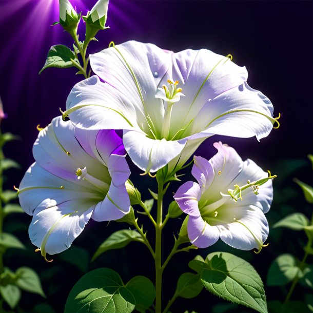 Depicting of a white bindweed, purple