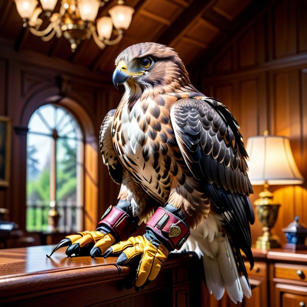 Pic of a hawk in a gloves in the house