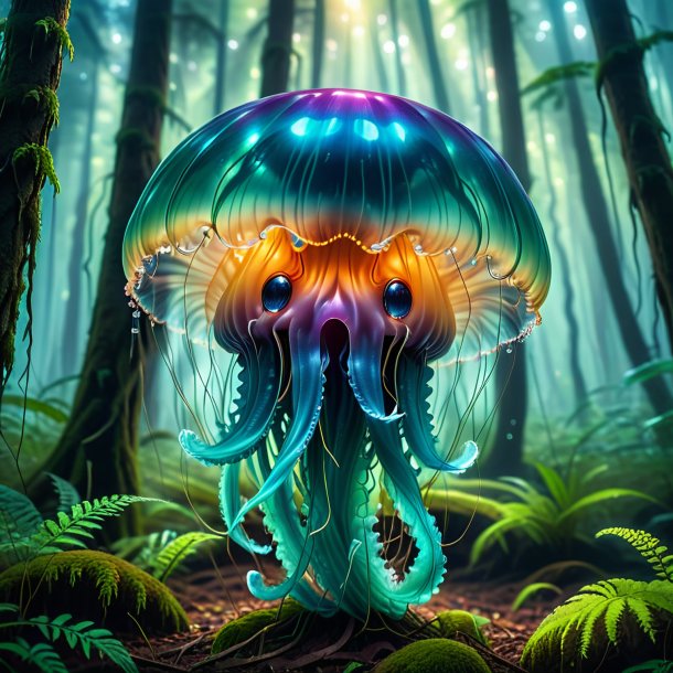 Image of a crying of a jellyfish in the forest