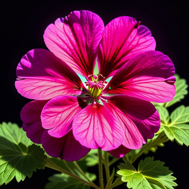 Sketch of a magenta geranium, rose