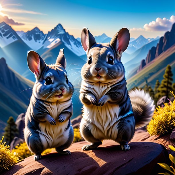 Picture of a dancing of a chinchillas in the mountains