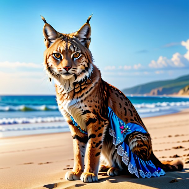 Photo of a lynx in a dress on the beach