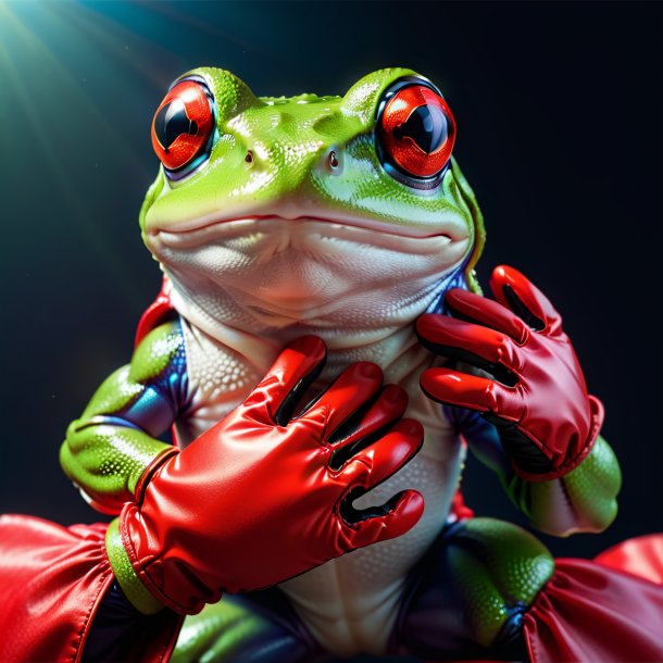 Image of a frog in a red gloves