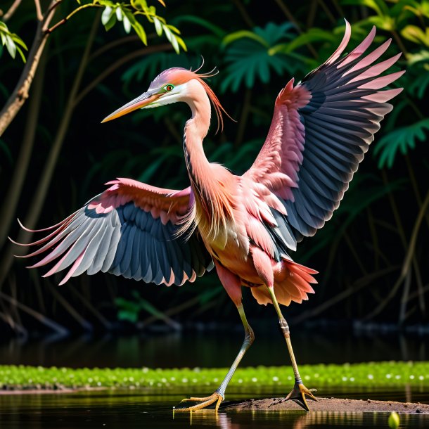 Pic of a pink dancing heron