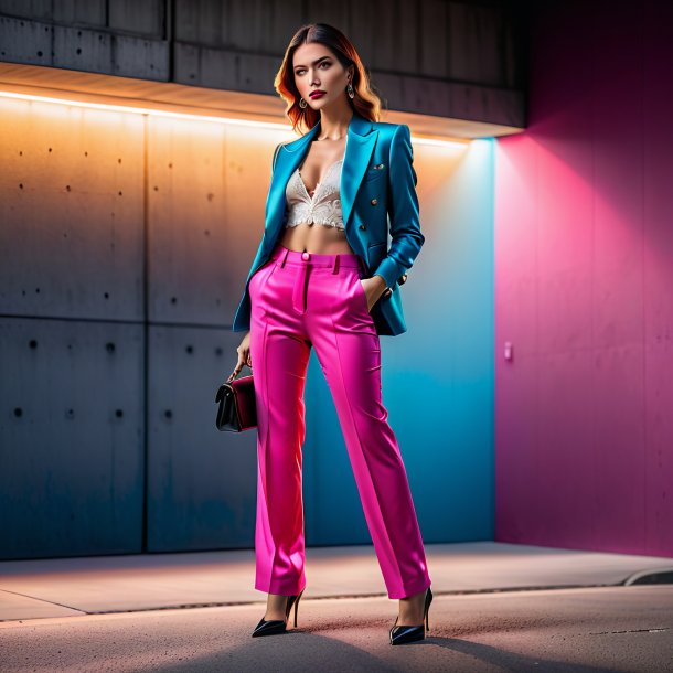 Photography of a hot pink trousers from concrete