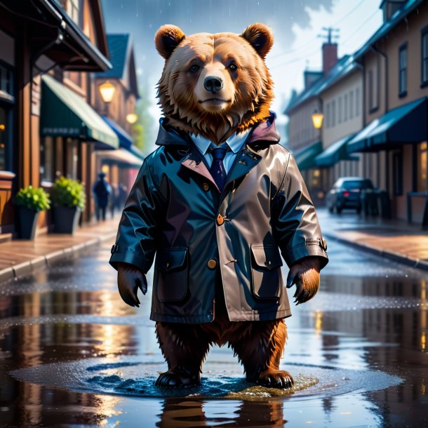 Photo d'un ours dans un manteau dans la flaque