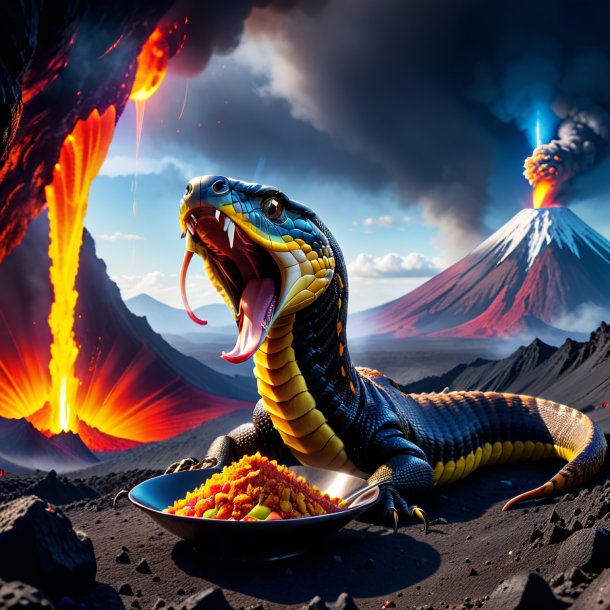 Foto de una comida de una cobra en el volcán