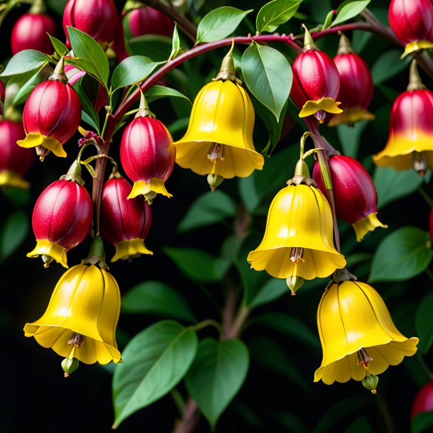 Photography of a crimson yellow waxbells