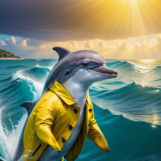 Image of a dolphin in a yellow coat